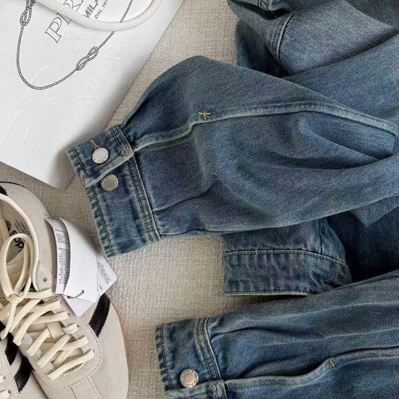 Prada Denim Jacket with Brown Collar - Picture 5 of 8